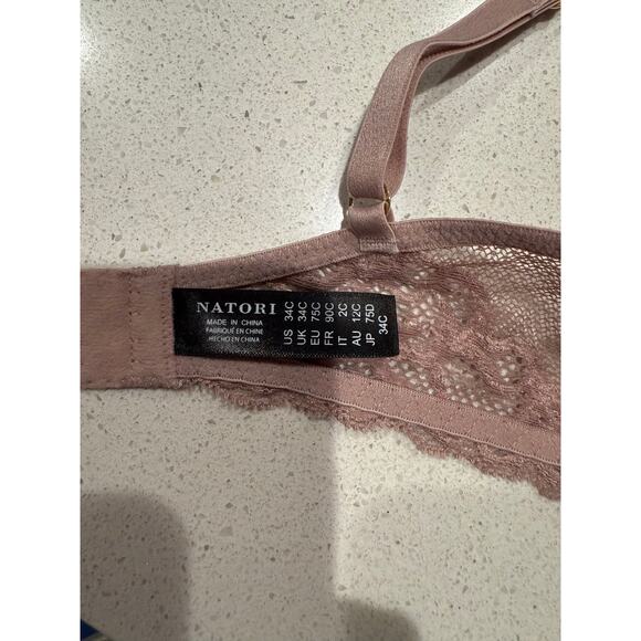 Natori Feathers Plunge T-Shirt Bra in Dusty Rose 34C - Picture 3 of 3